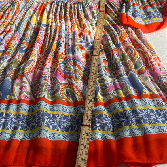 Emma and Michele Bell Sleeve Keyhole Printed Dress Large Knee Length Colorful - Picture 10 of 12